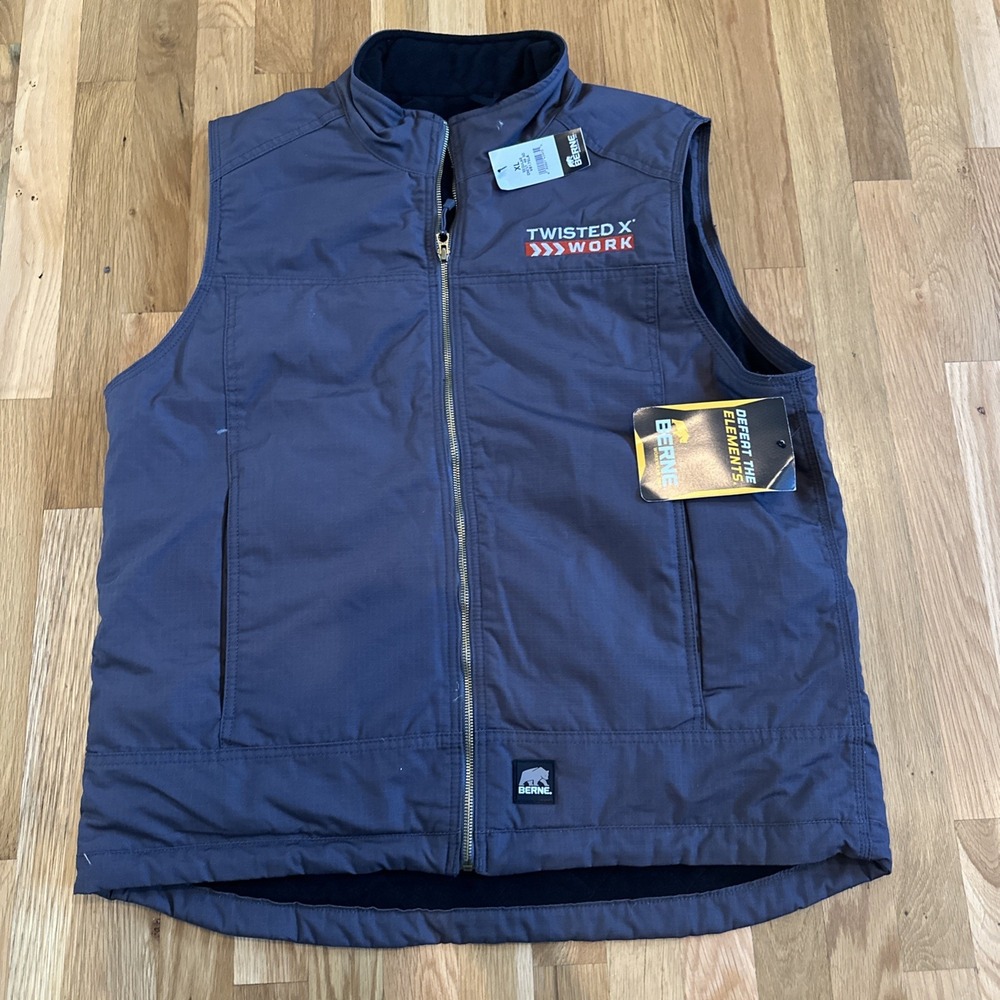 Berne Heartland Fleece-Lined Ripstop Vest for Men - Black - XL